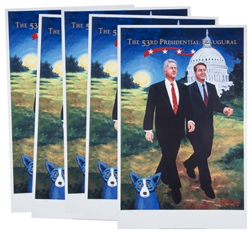 Lot of (100) 1997 Bill Clinton/ Al Gore Presidential Inaugural Blue Dog Posters by George Rodrigue